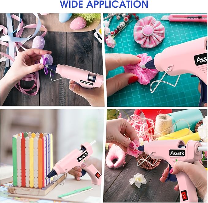 Hot Glue Gun Kit with 30 Glue Sticks(130mm x 7mm), Fast Preheating Hot Melt, High Temp for School Crafts DIY Arts and Quick Home Repairs, 20W Pink