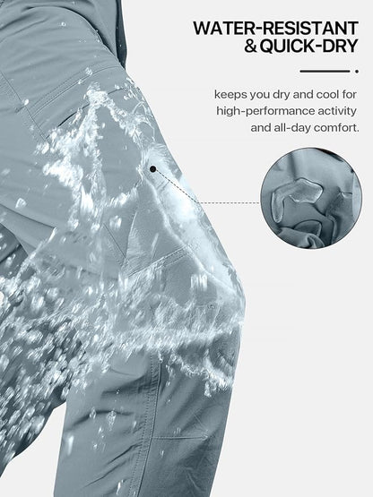 FREE SOLDIER Men's Outdoor Cargo Hiking Pants with Belt Lightweight Waterproof Quick Dry Tactical Pants Nylon Spandex