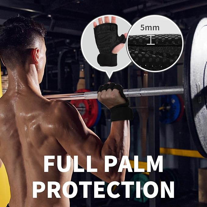 Gym Gloves for Men Women, Padded Weightlifting Wrist Wrap Workout Exercise Glove