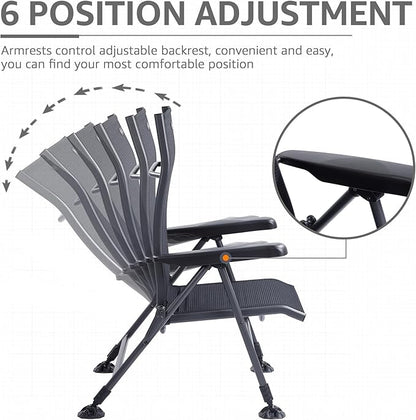 X Strike Folding Camping Chair Support 350 LBS, Outdoor Fishing Chair for Adults Breathable Mesh with Adjustable High Back Support and Leg, Aluminum Frame for Fishing, Camp, Lawn, Patio.