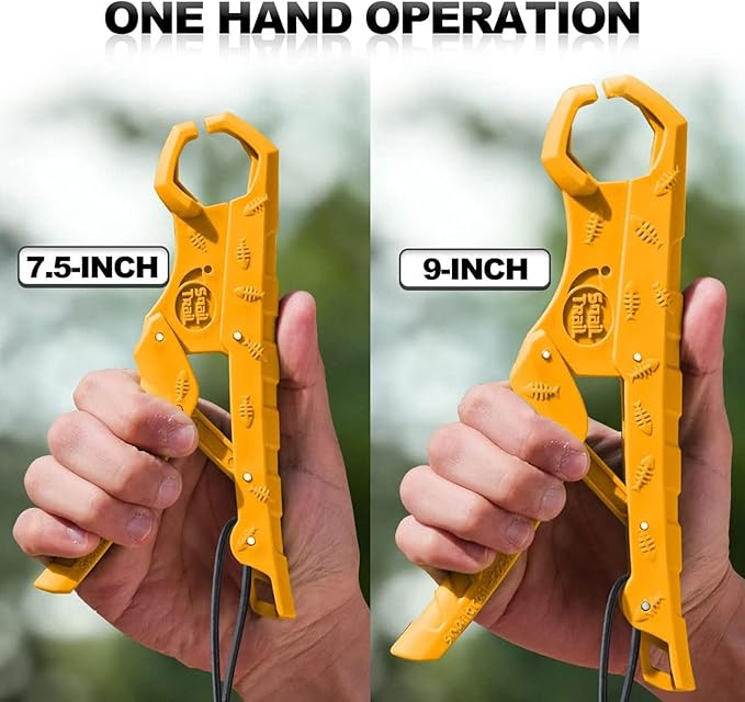 SNAIL TRAIL 7.5''/9'' Floating Fish Gripper, Fishing Grabber, Catfish Mouth Pliers, Caught Bass Holder, Digital Scale Hook Clamp, Saltwater Lip Grip Tool with Lanyard, Gifts for Men