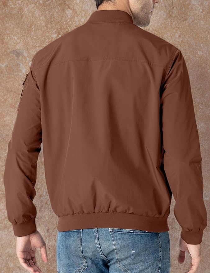 TBMPOY Men's Lightweight Bomber Jackets Light Windbreaker Casual Stylish Fall Golf Zip Up Dress Business Varsity