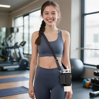 All Day Quencher Carry All for Stanley 40/30 oz Tumbler, Crossbody Bag with Phone Holder & Strap, Water Bottle Carrier Bag