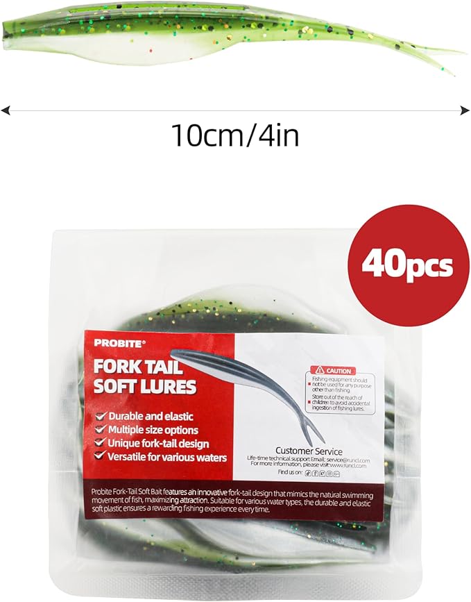 Forked Tail Soft Baits- Realistic Jerk Bait & Fluke Action Soft Lures for Bass, Trout & Crappie - Versatile Freshwater & Saltwater Fishing Bait (2.75"-5")