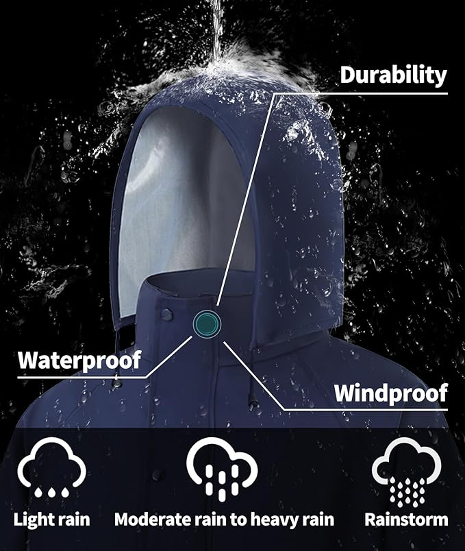 RainRider Rain Suits for Men Women Waterproof Reflective Rain Coat and Bib Pants for Safety Heavy Duty Rain Gear Fishing