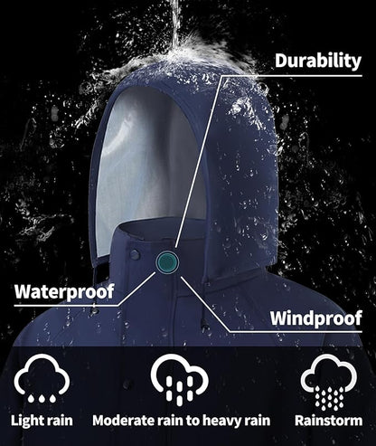 RainRider Rain Suits for Men Women Waterproof Reflective Rain Coat and Bib Pants for Safety Heavy Duty Rain Gear Fishing