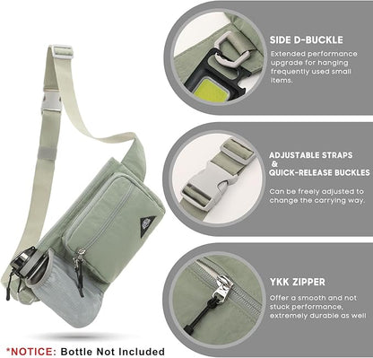 Waist Pack with Water Bottle Holder for Men Women Waist Bag Running Waist Pack Waterproof for Outdoor Travel Cycling Climbing Walking Fit All Phones (Bottle Not Included) (Mint Green)