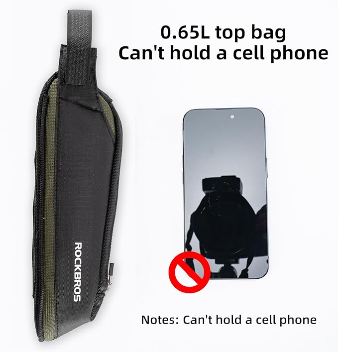 ROCKBROS Bike Frame Bag Top Bike Tube Bag Bike Triangle Bag Small Aerodynamic Bag for Triathlon and Gravel Bikes black