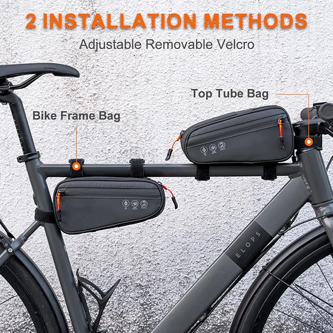 Bike Triangle Frame Bag, Bicycle Storage Pouch with 2 Side Pockets, 3-in-1 Waterproof Top Tube Bag for Phone, Cycling Tool Accessories Pack for MTB Mountain Road Bikes