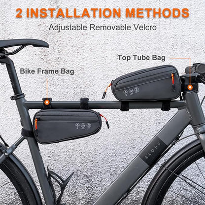 Bike Triangle Frame Bag, Bicycle Storage Pouch with 2 Side Pockets, 3-in-1 Waterproof Top Tube Bag for Phone, Cycling Tool Accessories Pack for MTB Mountain Road Bikes