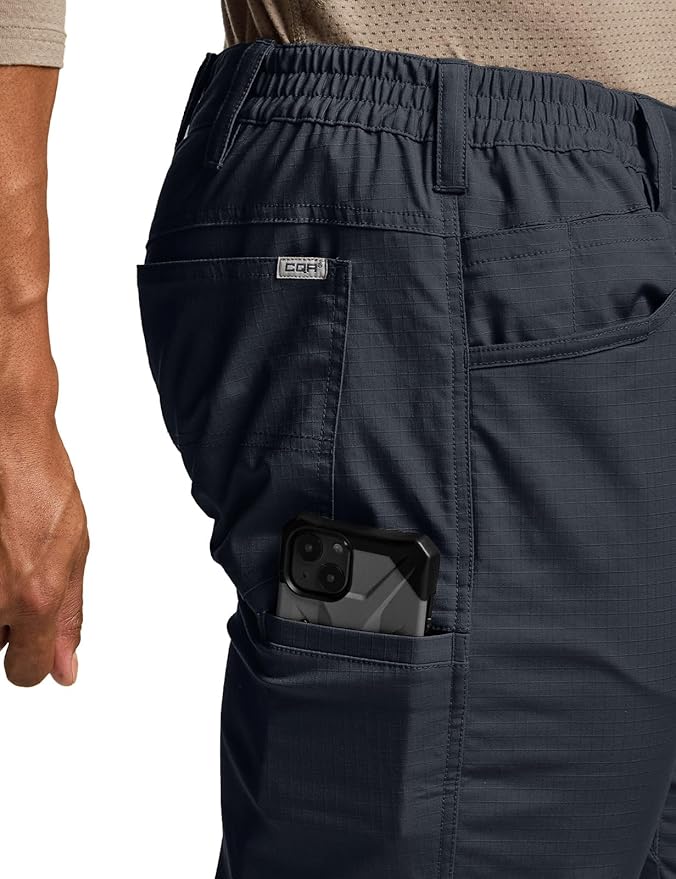 CQR Men's Flex Stretch Tactical Pants, Water Resistant Ripstop Cargo Pants, Lightweight EDC Outdoor Work Hiking Pants