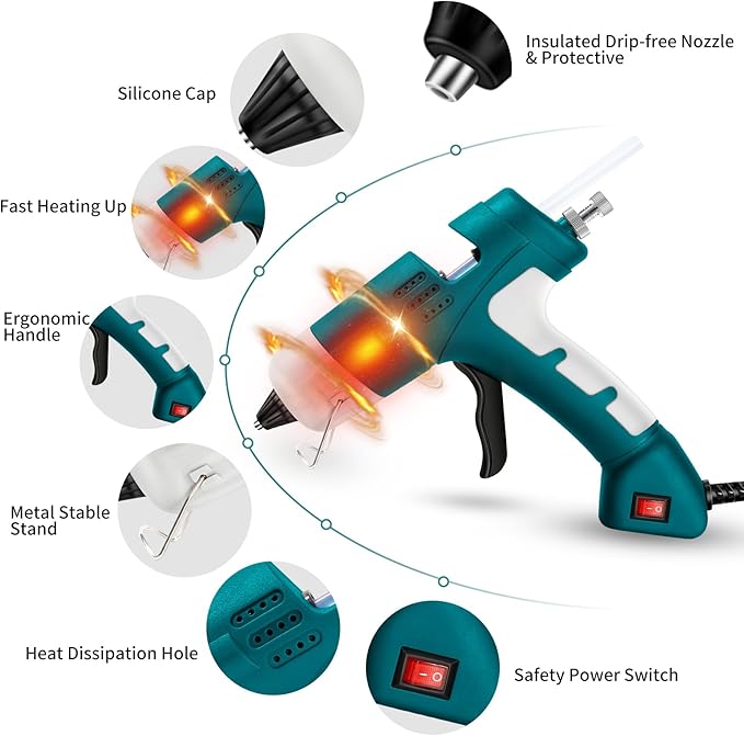 20W Hot Glue Gun with 30PCS Premium Glue Sticks, High Temp 90S Fast Heating Hot Melt Gun with Adjustable Glue Output Device for Crafting,Home Repairs,School DIY Projects (Blue)