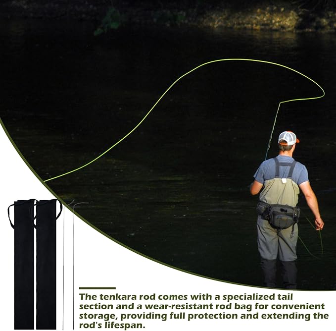 Goture 2pcs Tenkara Fishing Pole for Streams, Rivers, Ultralight Carbon Fiber Fishing Rods Inshore Stream Trout Pole for Micro Fishing