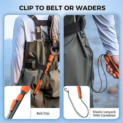 KastKing Titanet Fishing Net, Durable Aluminum Handle, Non-Slip Hi-Vis Grip, Compact Bag & Lanyard, Ideal for Kayak, Lake, Fly, or River Fishing, 2 Net Options