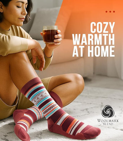 PULIOU Merino Wool Hiking Socks for Men & Women, 3 Pairs Cushioned Moisture Wicking Crew Boot Socks for Work & Outdoors