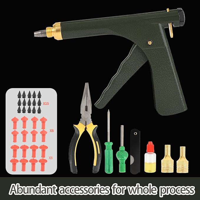 Tire Repair Kit With Plugs Mushroom Tire Plug Kit Tire Patch Kit Heavy Duty Professional Tubeless Tire Gun Puncture Kit for Tyre Punctures and Flats on Cars Motorcycles Trucks and Tractors (Green)