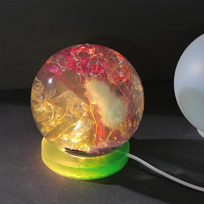 Actvty Round Display Base Silicone Mold with 6Pcs Led Light for Resin Casting, USB Powered for Lamp Resin Molds DIY Epoxy Craft Luminous Lamp Base Home Decorations