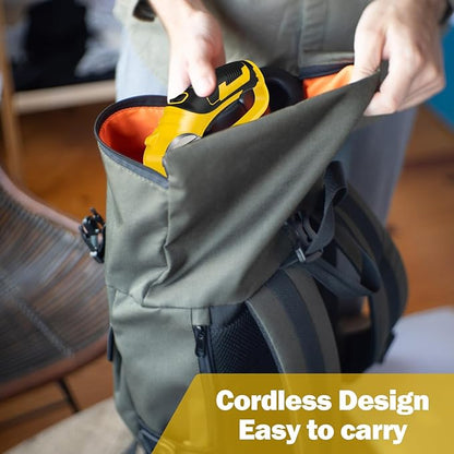 Cordless Electric Scissors, 4V Box Cutter & Cardboard Cutter with 2 Titanium Blades - Rotary Cutter with LED Light for Fabric, Leather, Carpet, Plastic, Crafting + Storage Case (Yellow)