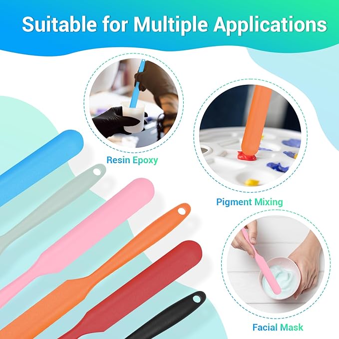 Gartful 6PCS Colored Silicone Spatula Stick, Reusable Epoxy Stir Sticks Scraper DIY Crafts Tools for Mixing Resin, Paint, Waxing, Liquid, Arts Projects, Facial Mask Stirring Rods, 6 Colors