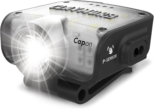 Claymore Capon 80C (Black) - LED Rechargeable Clip-On Cap Headlamp, Lightweight Hat Light for Camping, Running, Emergency & Industrial Use, Waterproof, Hands-Free Sensor, 45 Hours Battery Life.