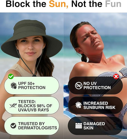 GearTOP Safari Hat for Men Sun Hats for Women UV Protection UPF 50+ Fishing, Gardening, Hiking Hat (22-23 1/2")