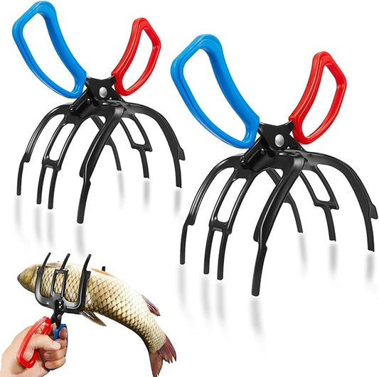 2 PCS Fish Gripper, 3 Claw Fish Grippers for Fishing Pliers, Metal Control, Multi 3 Teeth Clamp Claw Grabber Tool for Most Freshwater Hook Remover, Tackle Holder