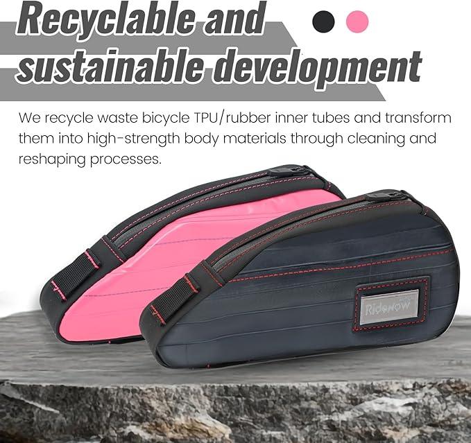 RideRow Bike Top Tube Bag Bicycle Front Frame Bag Waterproof Bike Pouch Pack,Phone Bag Cycling Accessories Pouch for Mountain Road Bike Black