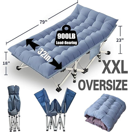 2 Pack Extra Wide Cot XXL Sleeping cots for Adults 79" L x 32" W x 18" H Camping Cot with Comfortable Mattress Camping Cots Include Carry Bag for Adults Vacation Indoor Outdoor