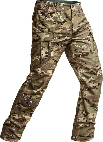 CQR Men's Flex Stretch Tactical Pants, Water Resistant Ripstop Cargo Pants, Lightweight EDC Outdoor Work Hiking Pants