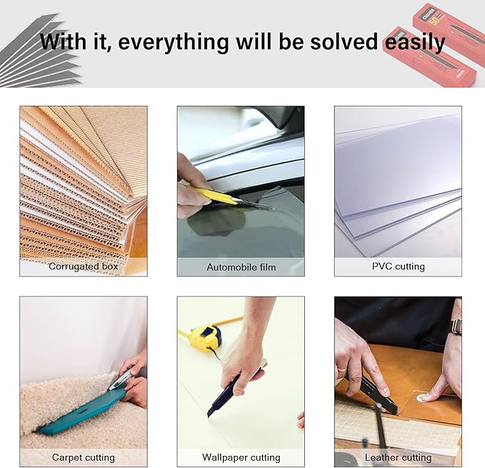 FOSHIO 100PCS 30 Degree Carbon Steel Snap Off Blades 9mm for Box Cutters Utility Knife Universal Art Knife Replacement Black Blades