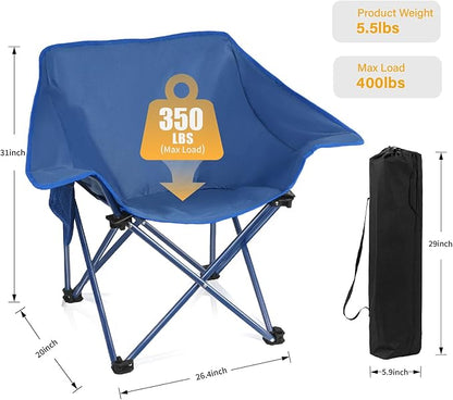 Portable Camping Chair Compact Collapsible Outdoor Folding Sports Chairs for Adults Heavy Duty Camp Sporting Events Park Lawn 400 Lbs Blue