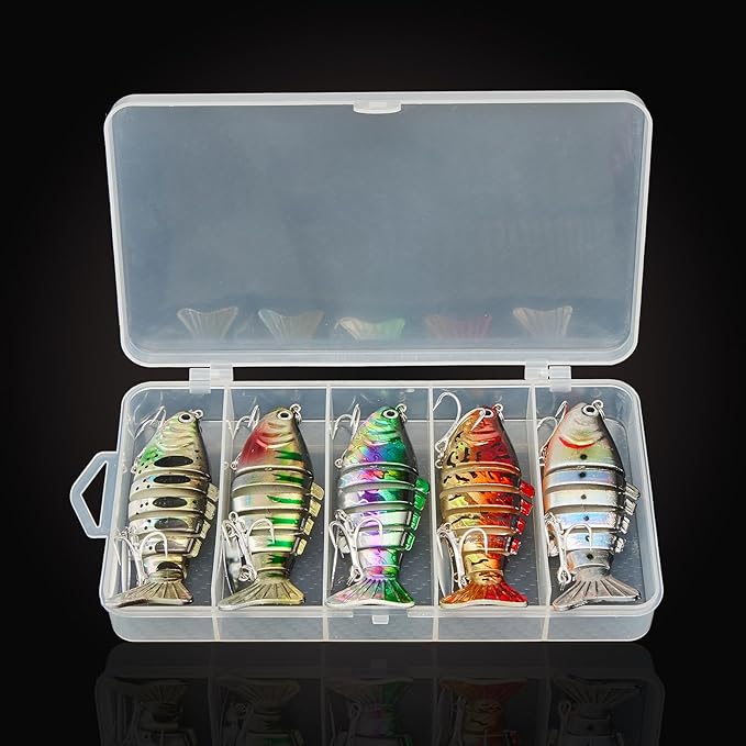 Fishing Lures with Spinner Baits Blades for Topwater, Swimbait for Trout and Bass Slow Sinking, 5pcs Fishing Hard Baits