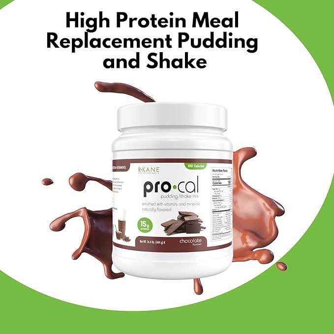 Pro-Cal Chocolate Meal Replacement Powder - High Protein, Low Calorie Shake & Pudding Mix - Low-Carb, Gluten Free - Breakfast Boost - Delicious & Easy to Prepare - 16 Servings, 16.4oz