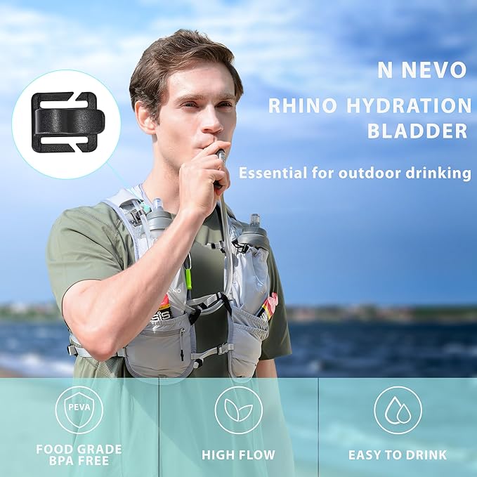 N NEVO RHINO Hydration Bladder 2L-3L,Water Reservoir for Hiking Backpack Leak Proof Water Storage Bladder,BPA-Free Water Pouch Hydration Pack for Camping Cycling Running