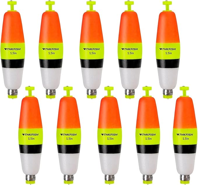 THKFISH Fishing Bobbers 5PCS EVA Foam Round Floats Red/Green Snap-On Spring Fishing Buoy Accessories for Freshwater Saltwater