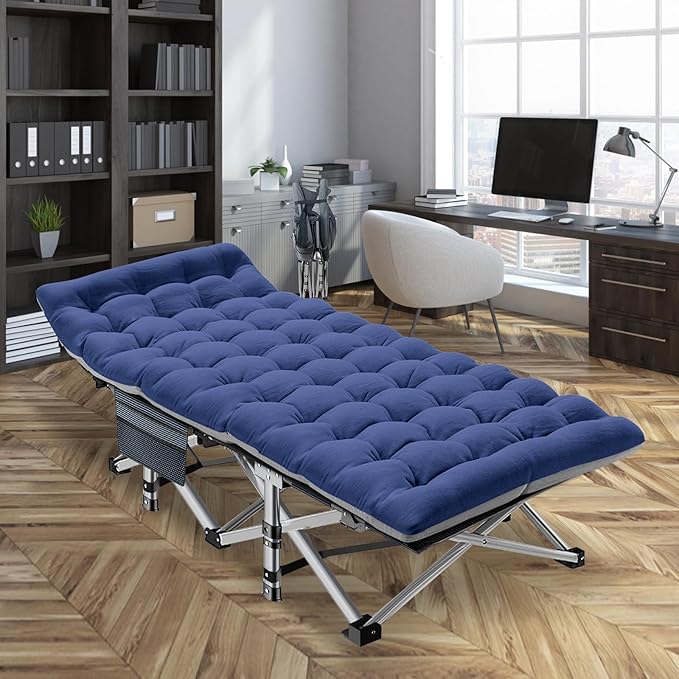 Slsy Oversized XXL Folding Camping Cot for Adults with Pad, Padded Portable Sleeping Cots, Camp Bed with Carry Bag for Outdoor Travel, Beach, Hiking