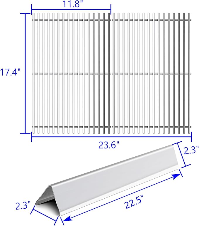 17.4” Grill Grates Replacement for 7536 7525 Weber Spirit Grill E-310, E-320, 300 Series, Weber Genesis Silver B/C, Gold B/C, Platinum B/C, Spirit 700 and 900, Flavorizer Bars Cook Grid Parts