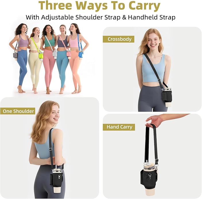 All Day Quencher Carry All for Stanley 40/30 oz Tumbler, Crossbody Bag with Phone Holder & Strap, Water Bottle Carrier Bag