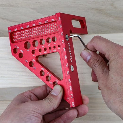 Metric Versatile Carpenter Square Scribing Ruler, 3D Multi-Angle Measuring Tool with Angle Pin Aluminum Alloy 22.5-90 Degree, CM Scale for Woodworking, Engineering, Construction