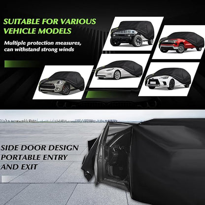 16-Layer 600D Heavy Duty Universal Full Car Cover for Outdoor & Indoor Use - All Weather Sun UV Rain Snow Dust Proof, Waterproof Scratch Resistant, Fits Sedan Body Length 178"-189"/14.8-15.7 ft