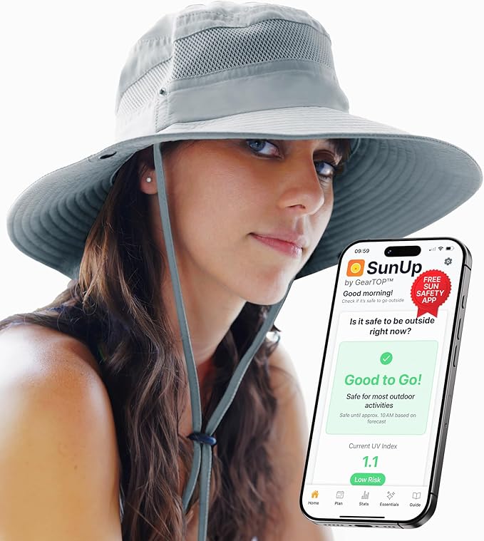 GearTOP Safari Hat for Men Sun Hats for Women UV Protection UPF 50+ Fishing, Gardening, Hiking Hat (22-23 1/2")