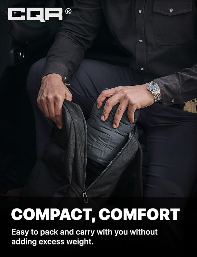 CQR Men's Lightweight Insulated Jacket, Windproof Packable Water Resistant Warm Active Coat for Hiking Work Outdoor Tactical