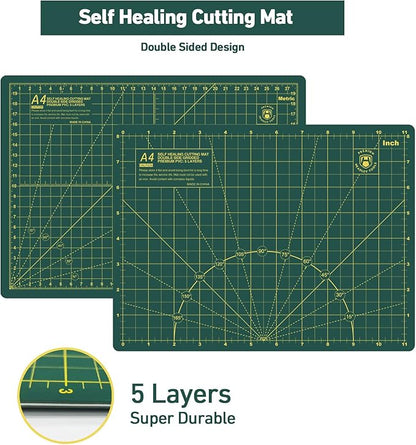 39 Pcs Rotary Cutter Set - Quilting Kit incl. 45mm Fabric Cutter, 5 Extra Rotary Blades, A4 Cutting Mat, Craft Knife Set, Quilting Ruler and Sewing Clips, Ideal for Crafting, Sewing, Patchworking