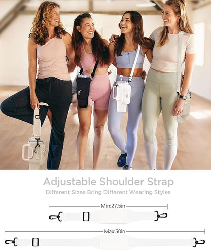 dabria Water Bottle Carrier Bag with Phone Pocket for Stanley 40/30 oz Tumbler Neoprene Water Bottle Holder Pouch with Adjustable Strap Bollus with Straw Cover & Carabiner for Stanley Cup Accessories