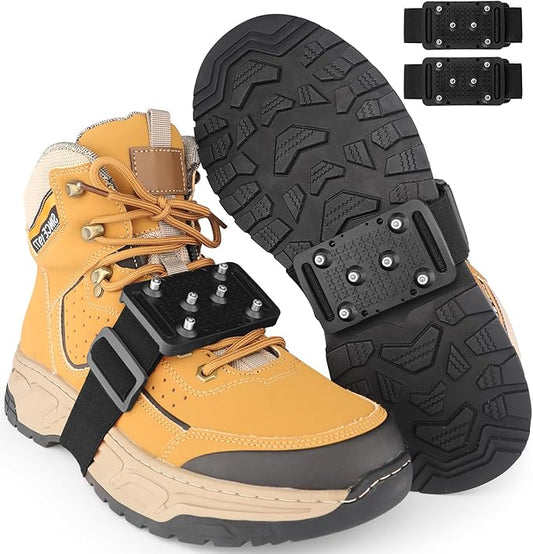 SYOURSELF Ice Cleats Crampons for Shoes and Boots, Rotatable Mid-Sole Traction Cleats Shoe Spikes for Snow and Ice, Non Slip Tungsten Spikes Ice Shoes Grippers for Men Women Winter Indoor/Outdoor