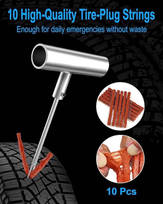 Tire Repair Kit with Plugs, Tire Plug Kit Heavy Duty Professional for Car, ATV, Motorcycle, Truck, Flat Tire Emergency Repair (Boxed Type - 16 PCs)