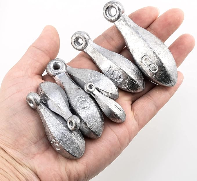 Dr.Fish Bank Sinkers Lead Fishing Weights, 1-32oz/2LB, Freshwater Catfishing Weights River Channel Surf Fishing Saltwater