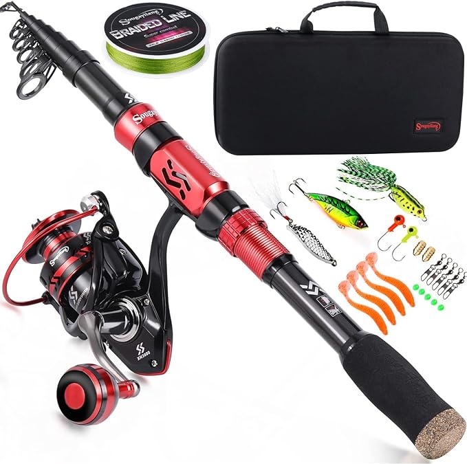 Sougayilang Fishing Pole with Spinning Reel Portable Fishing Rod Reel Combos