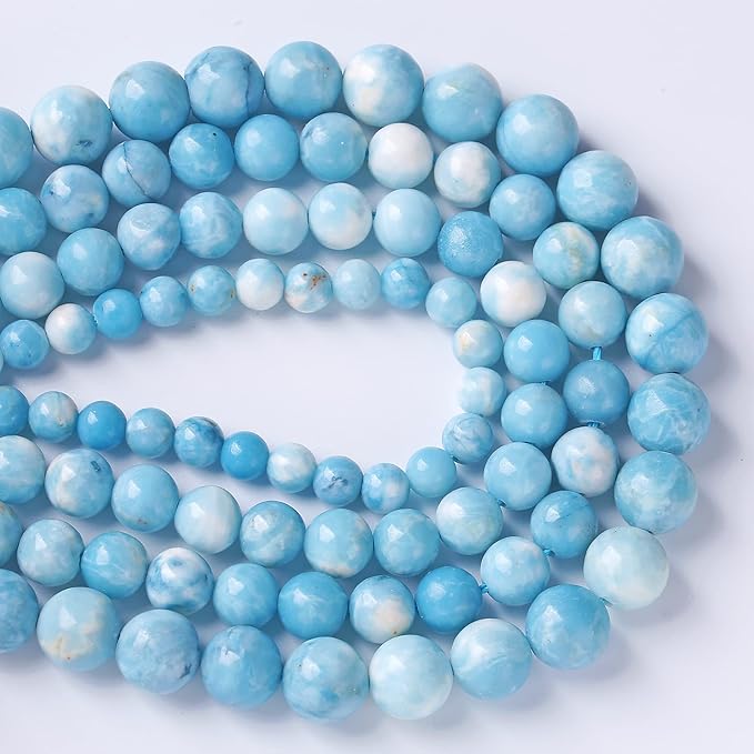 10MM 36PCS Natural Blue Larimar Gemstone Crystal Beads for Jewelry Making DIY Bracelet