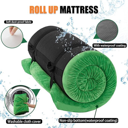 Sleeping Pad,3-inch Thick Memory Foam Camping Mattress,Portable Roll-Up Mat for Car/Tent/Floor/Cot/Travel,Comfortable Pad for Guests Sleepover